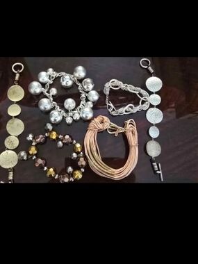 Mixed Metallic Women’s Bracelets. Silver, Gold, Copper Tones. ALL 6 Bracelet(26)